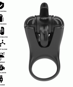 INTENSE - MABEL ANILLO VIBRADOR 10 VIBRACIONES CON ESTIMULADOR DE CLÍTORIS NEGRO